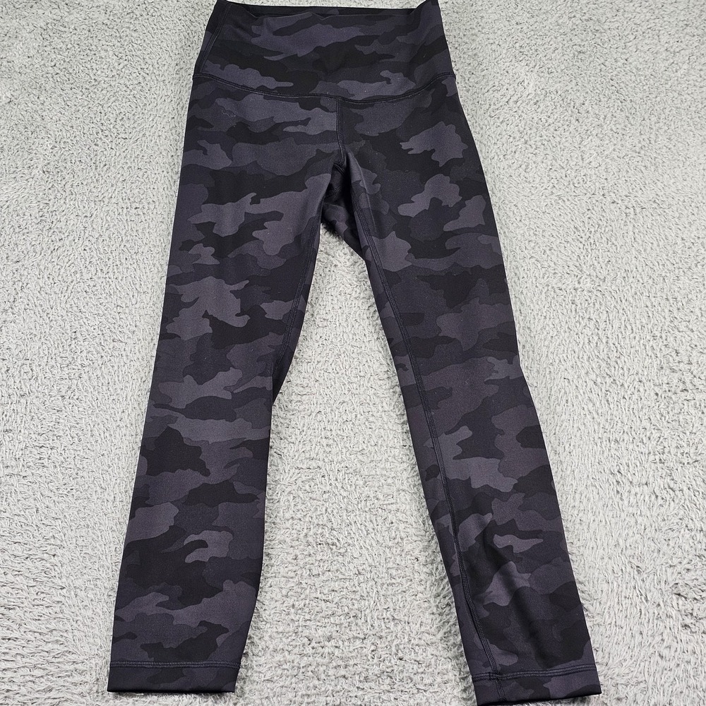 Lululemon Pants Womens 4 Black Camo Wunder Under High Rise Yoga Athletic LW6BNIS